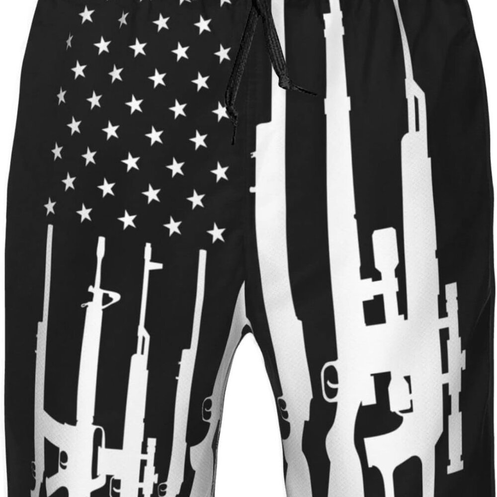 American Flag Mens Swim Trunks Quick Dry Board Shorts with Mesh Lining, Breathab